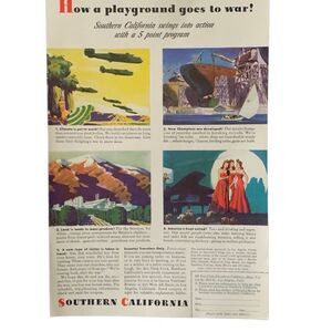 Vintage 1943 Southern California Playground Goes to War Ad Advertisement